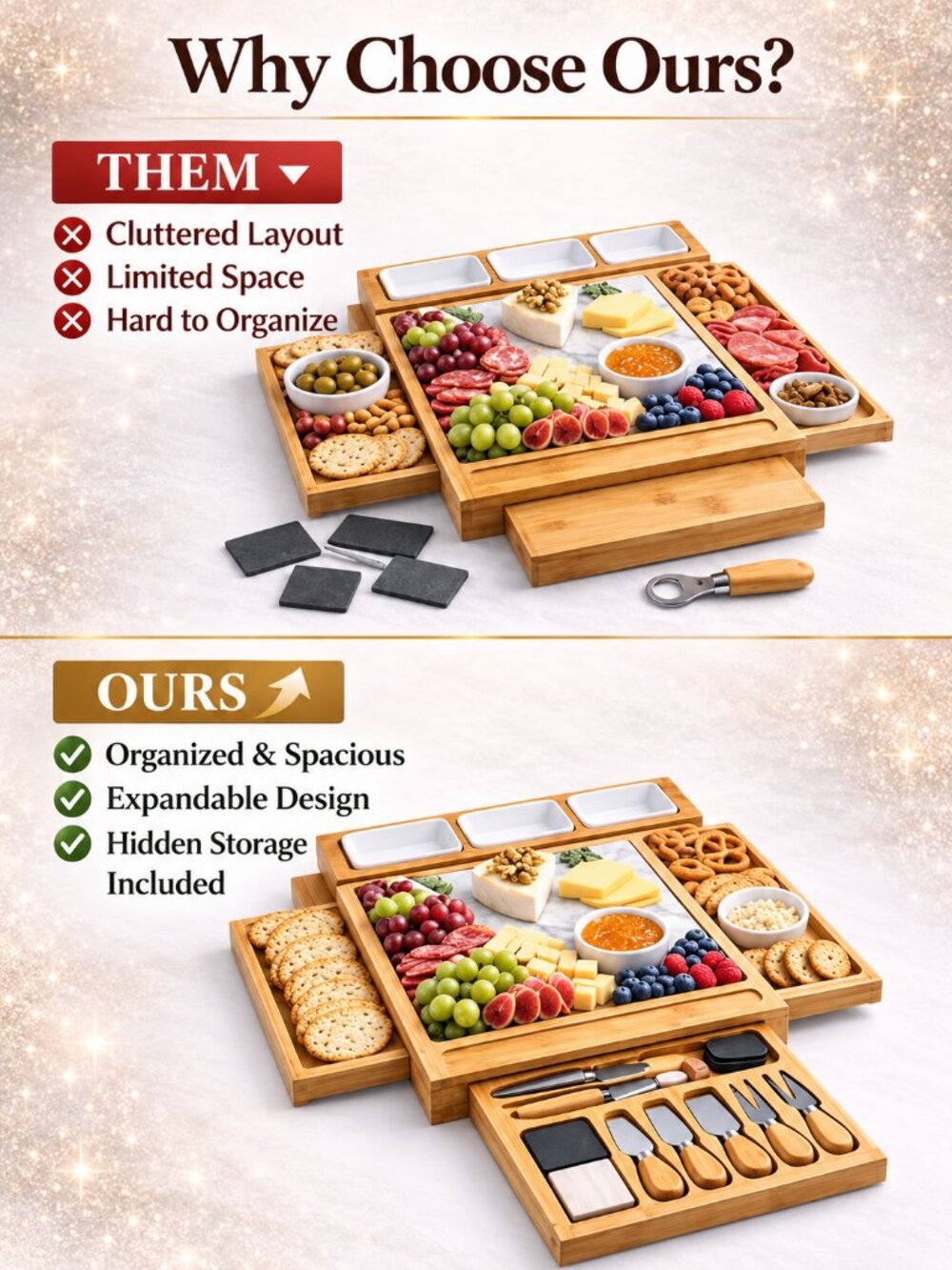 Spicy Tabanca Bamboo Charcuterie Board Gift Set with Serving Accessories - NWT - Picture 5 of 13